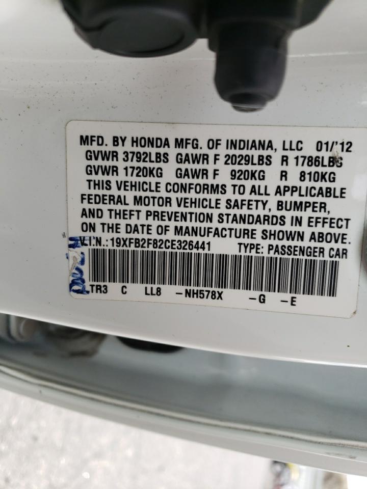 Photo 10 from auction – 2012 HONDA CIVIC EX with VIN 19XFB2F82CE326441