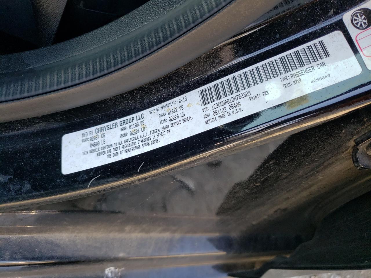Photo 10 from auction – 2013 CHRYSLER 200 LX with VIN 1C3CCBAB1DN762329