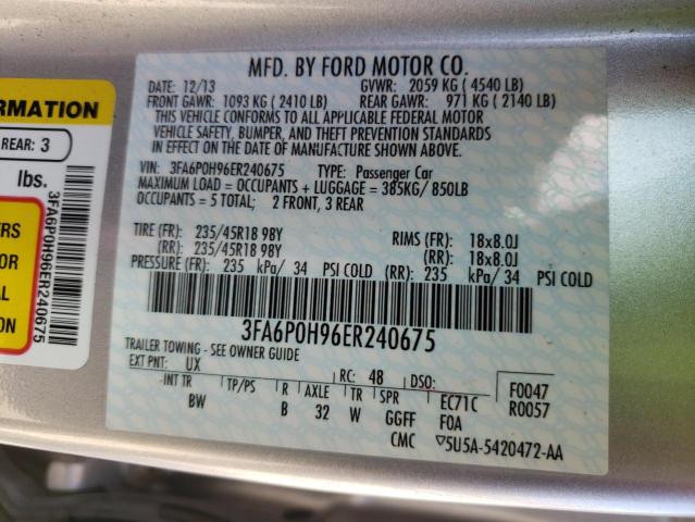 Photo 10 from auction – 2014 FORD FUSION SE with VIN 3FA6P0H96ER240675