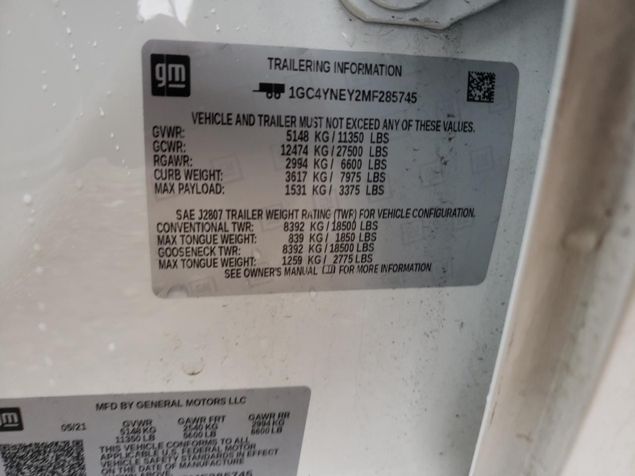 Photo 10 from auction – 2021 CHEVROLET SILVERADO with VIN 1GC4YNEY2MF285745