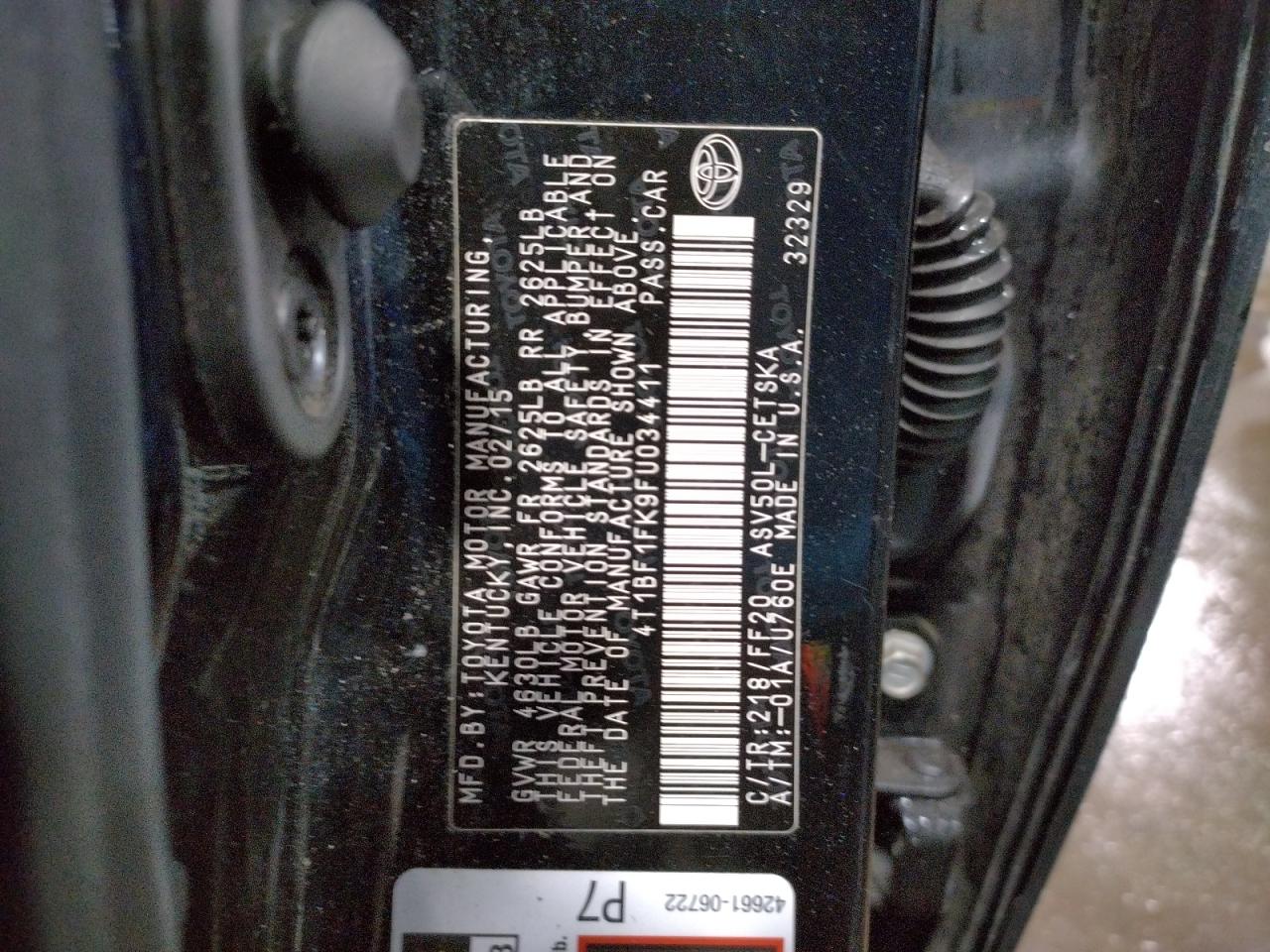 Photo 10 from auction – 2015 TOYOTA CAMRY LE with VIN 4T1BF1FK9FU034411