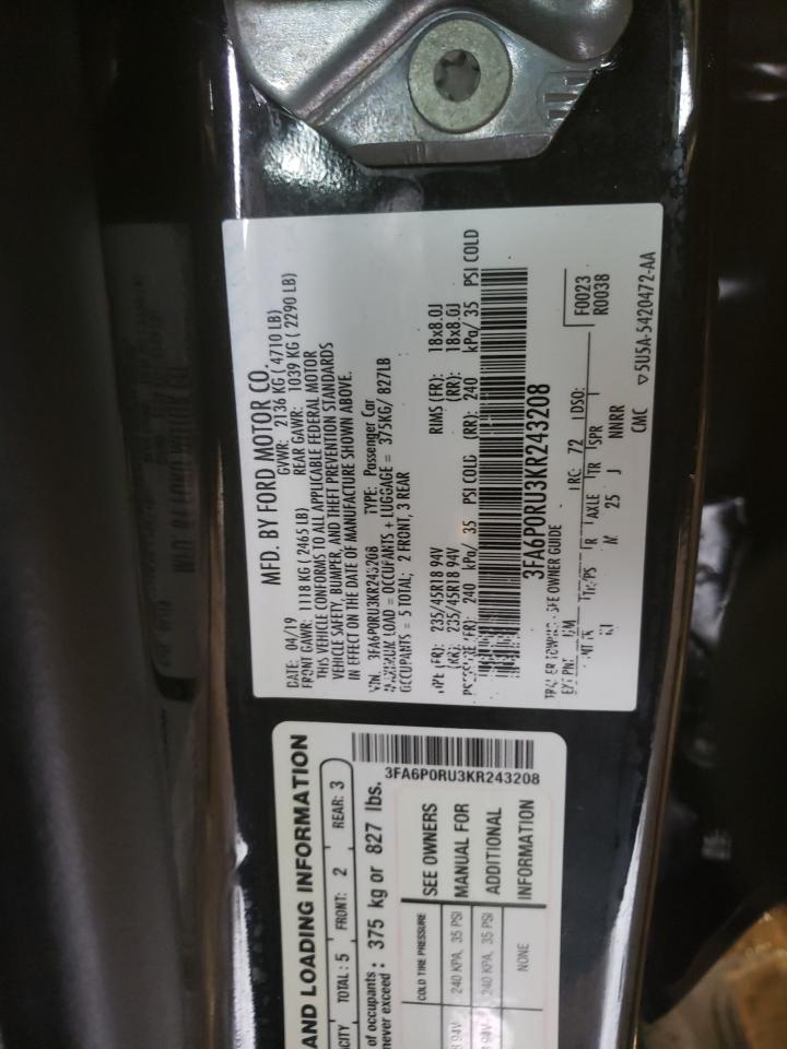 Photo 10 from auction – 2019 FORD FUSION TIT with VIN 3FA6P0RU3KR243208