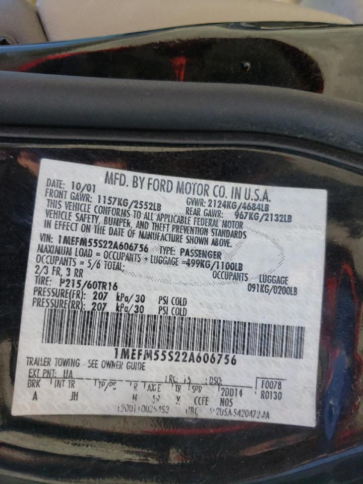Photo 10 from auction – 2002 MERCURY SABLE LS P with VIN 1MEFM55S22A606756