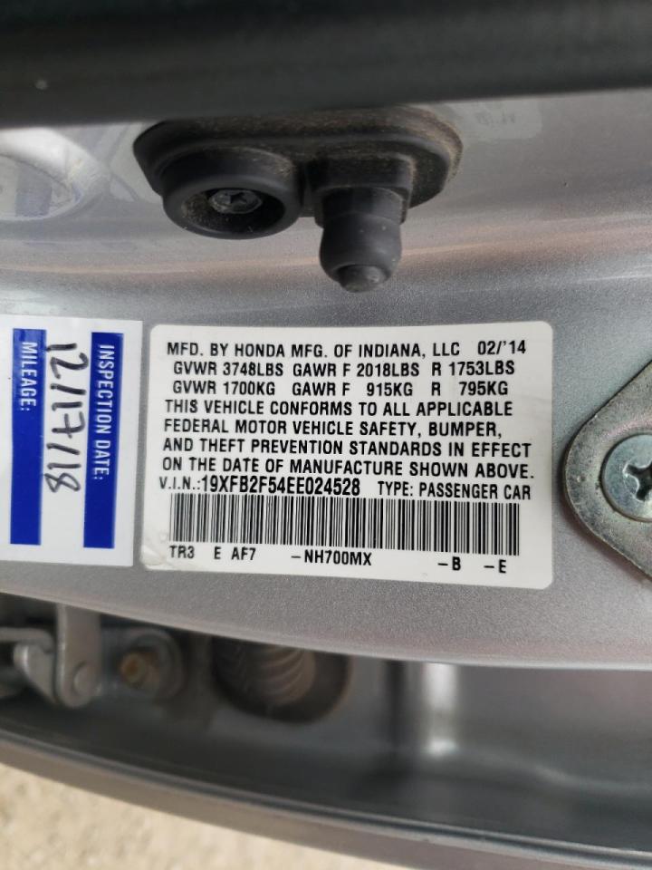 Photo 10 from auction – 2014 HONDA CIVIC LX with VIN 19XFB2F54EE024528