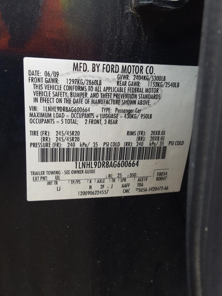 Photo 10 from auction – 2010 LINCOLN MKS with VIN 1LNHL9DR8AG600664