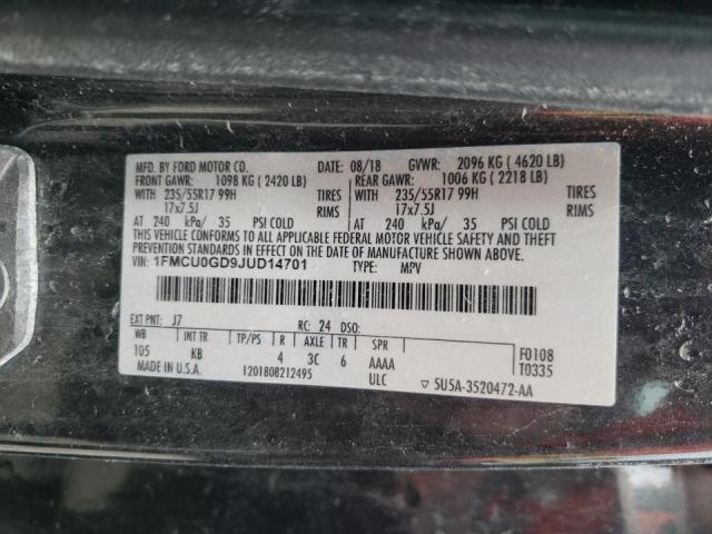 Photo 10 from auction – 2018 FORD ESCAPE SE with VIN 1FMCU0GD9JUD14701
