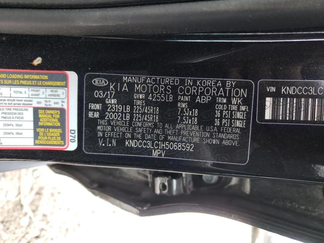 Photo 10 from auction – 2017 KIA NIRO EX with VIN KNDCC3LC1H5068592