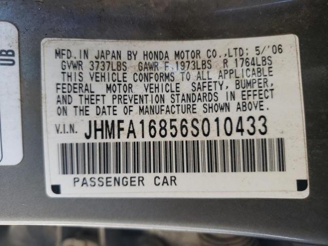 Photo 10 from auction – 2006 HONDA CIVIC EX with VIN JHMFA16856S010433