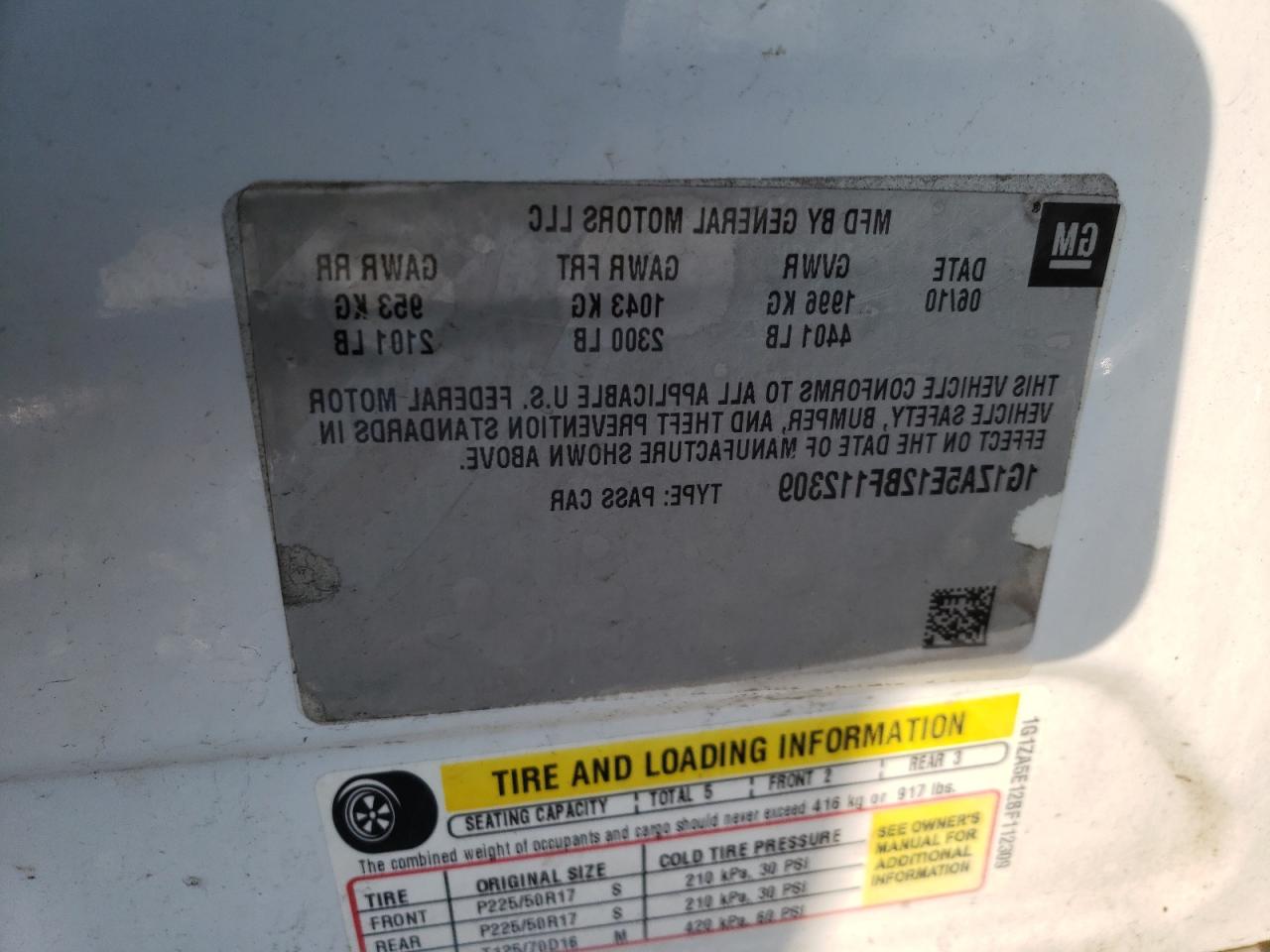 Photo 10 from auction – 2011 CHEVROLET MALIBU LS with VIN 1G1ZA5E12BF112309