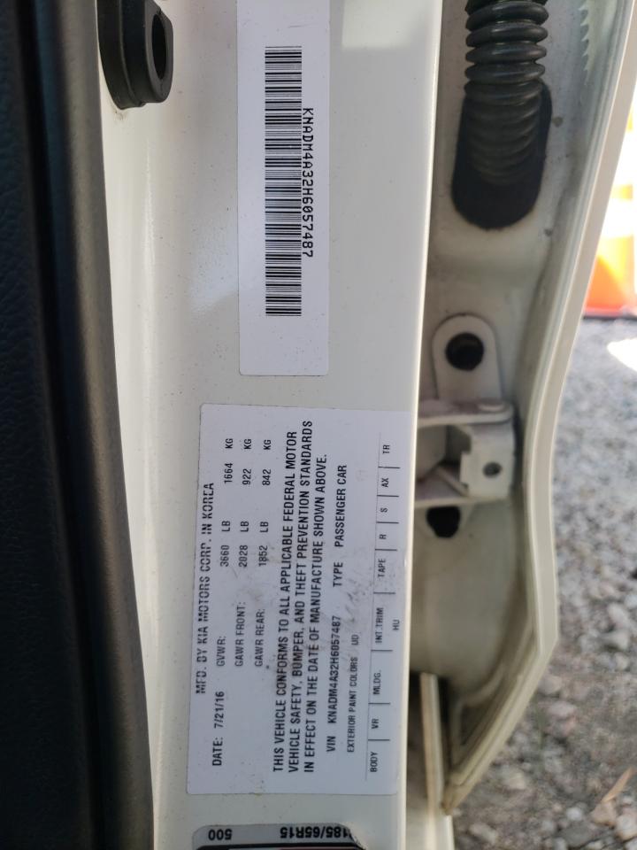 Photo 10 from auction – 2017 KIA RIO LX with VIN KNADM4A32H6057487