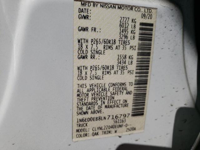 Photo 10 from auction – 2020 NISSAN FRONTIER S with VIN 1N6ED0EB8LN716797