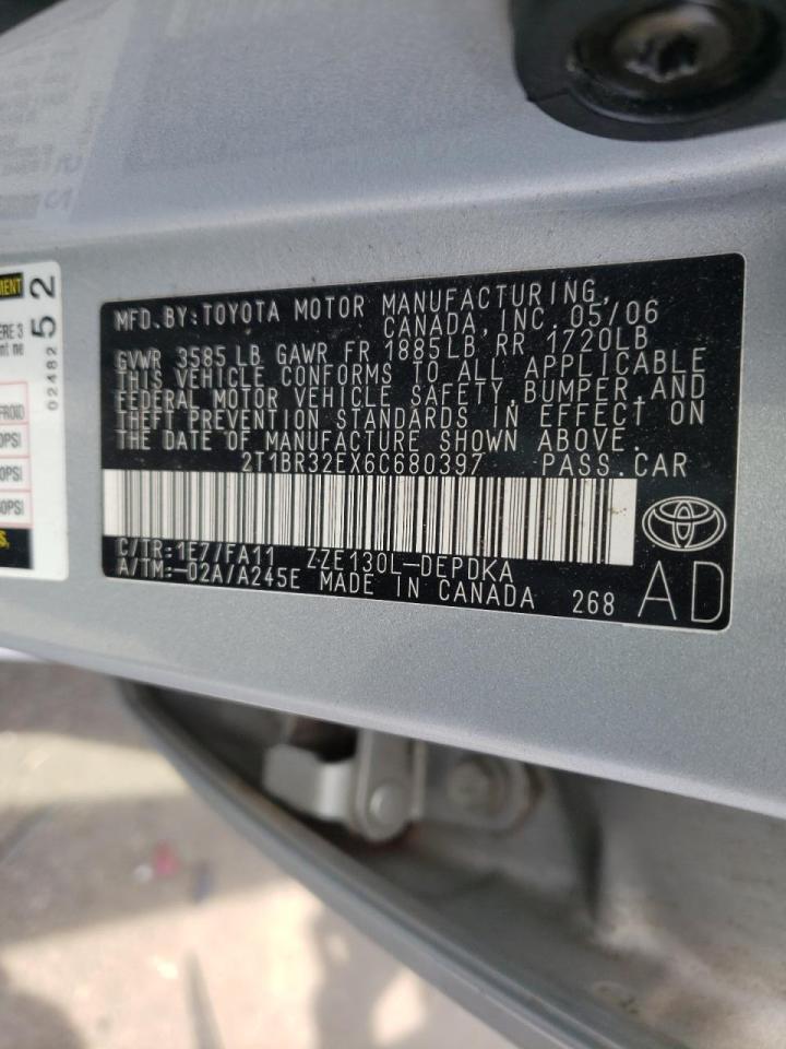 Photo 10 from auction – 2006 TOYOTA COROLLA CE with VIN 2T1BR32EX6C680397