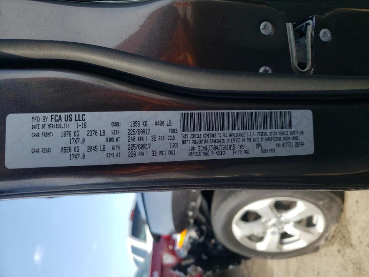 Photo 10 from auction – 2018 JEEP COMPASS LA with VIN 3C4NJCBB4JT301815