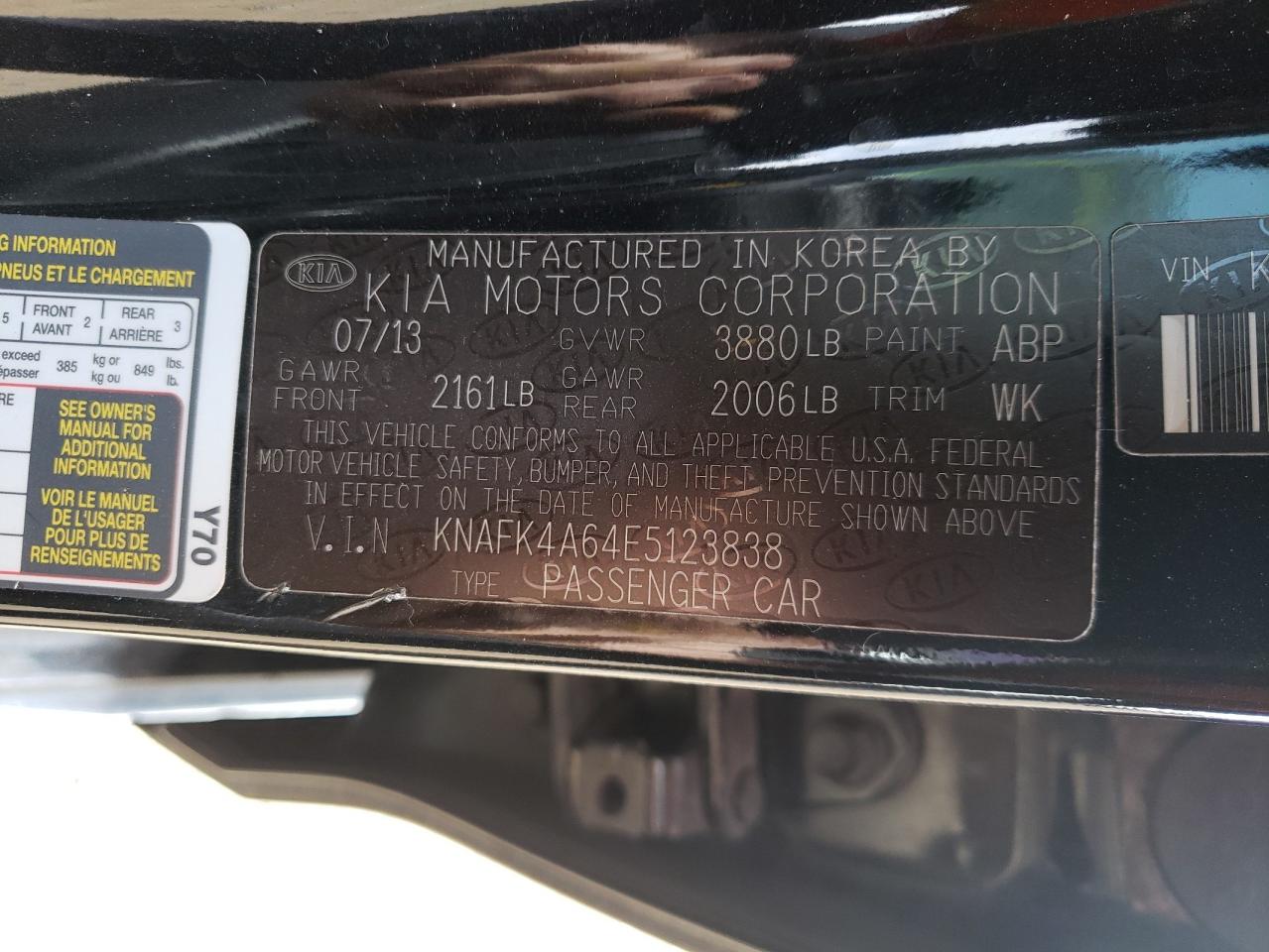 Photo 10 from auction – 2014 KIA FORTE LX with VIN KNAFK4A64E5123838