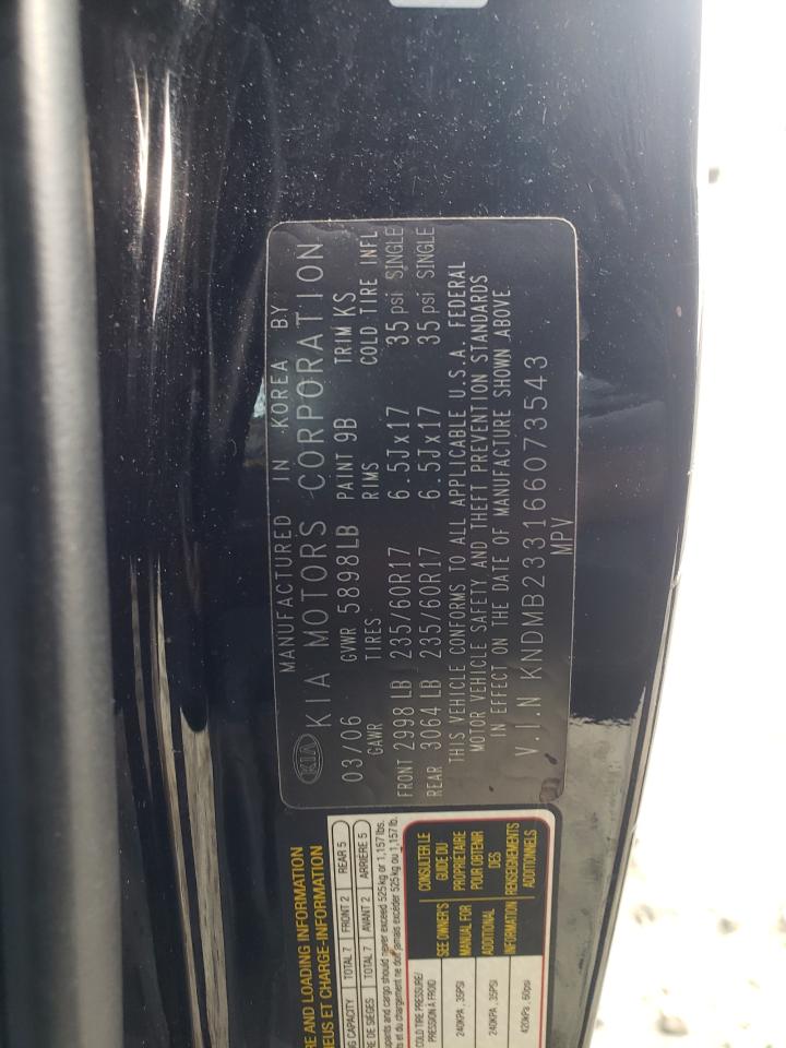 Photo 10 from auction – 2006 KIA SEDONA EX with VIN KNDMB233166073543