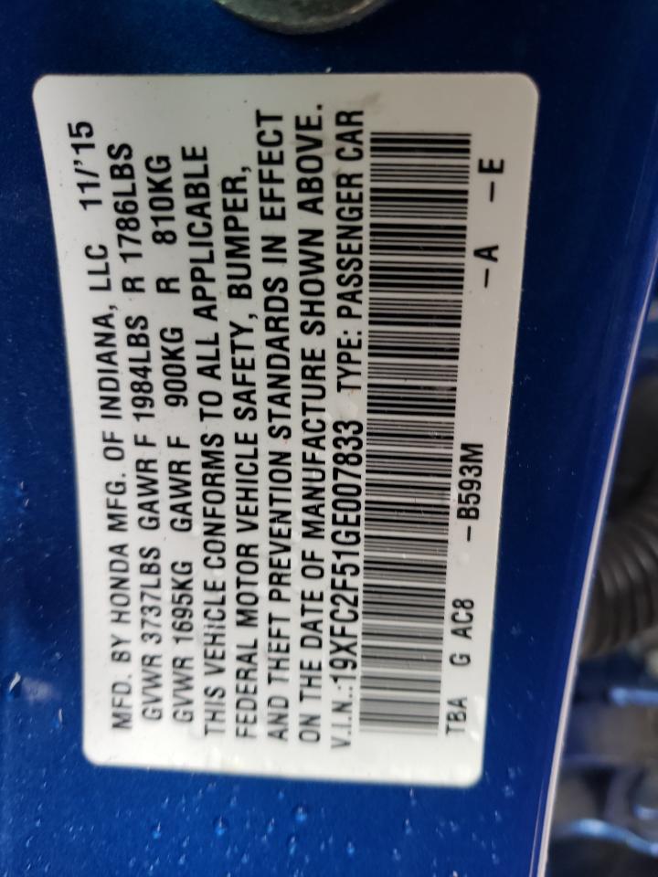 Photo 10 from auction – 2016 HONDA CIVIC LX with VIN 19XFC2F51GE007833