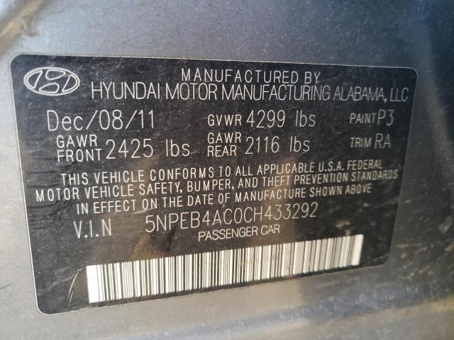 Photo 10 from auction – 2012 HYUNDAI SONATA GLS with VIN 5NPEB4AC0CH433292