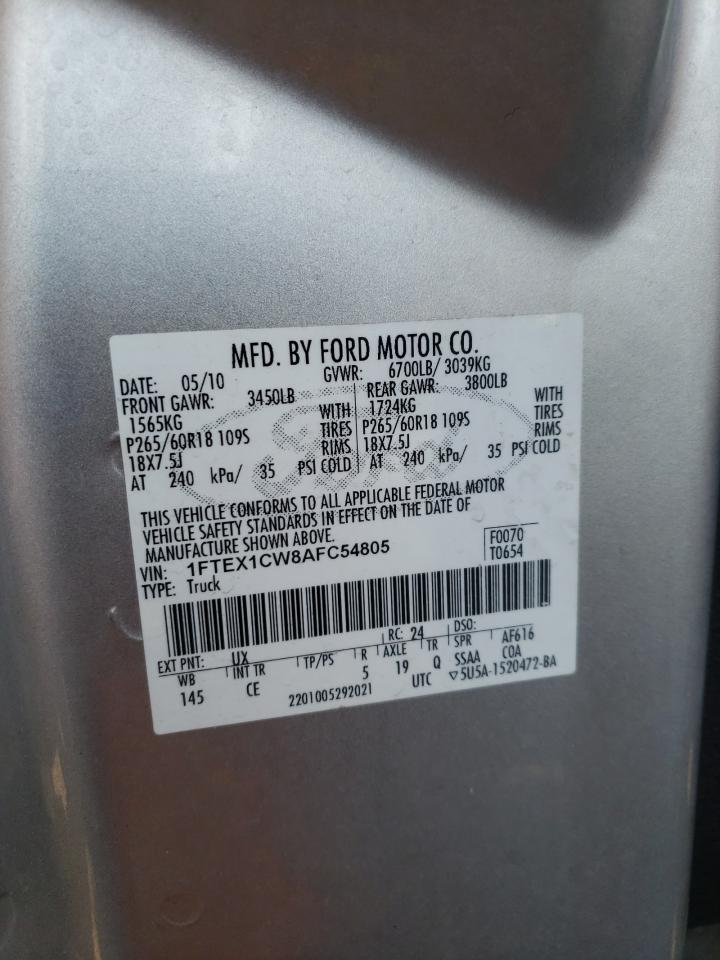 Photo 10 from auction – 2010 FORD F150 SUPER with VIN 1FTEX1CW8AFC54805