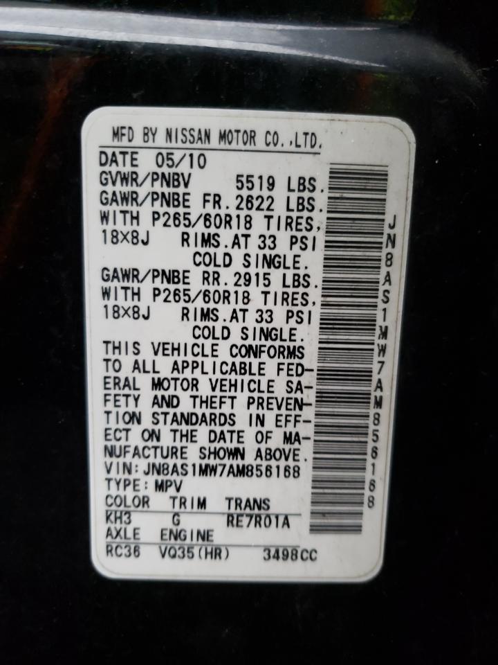 Photo 10 from auction – 2010 INFINITI FX35 with VIN JN8AS1MW7AM856168