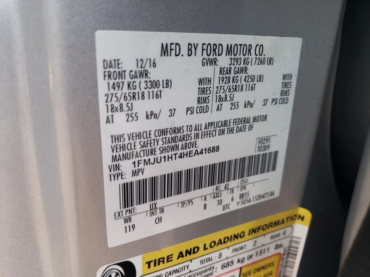 Photo 10 from auction – 2017 FORD EXPEDITION with VIN 1FMJU1HT4HEA41688