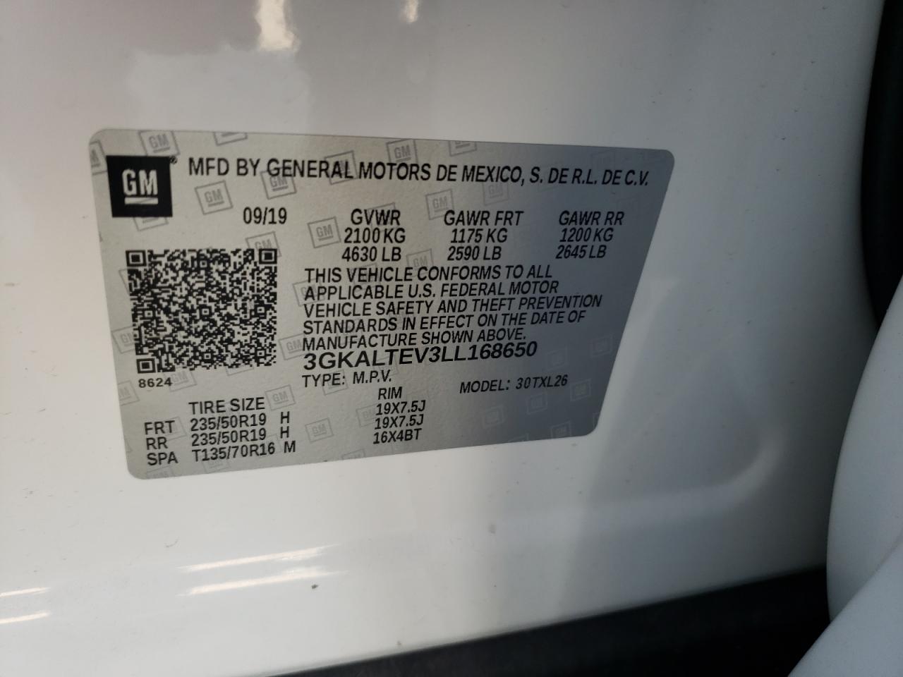 Photo 10 from auction – 2020 GMC TERRAIN SL with VIN 3GKALTEV3LL168650