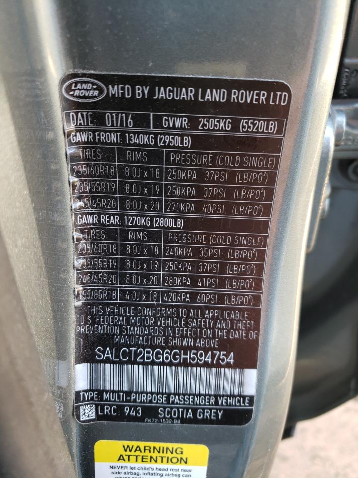 Photo 10 from auction – 2016 LAND ROVER DISCOVERY with VIN SALCT2BG6GH594754
