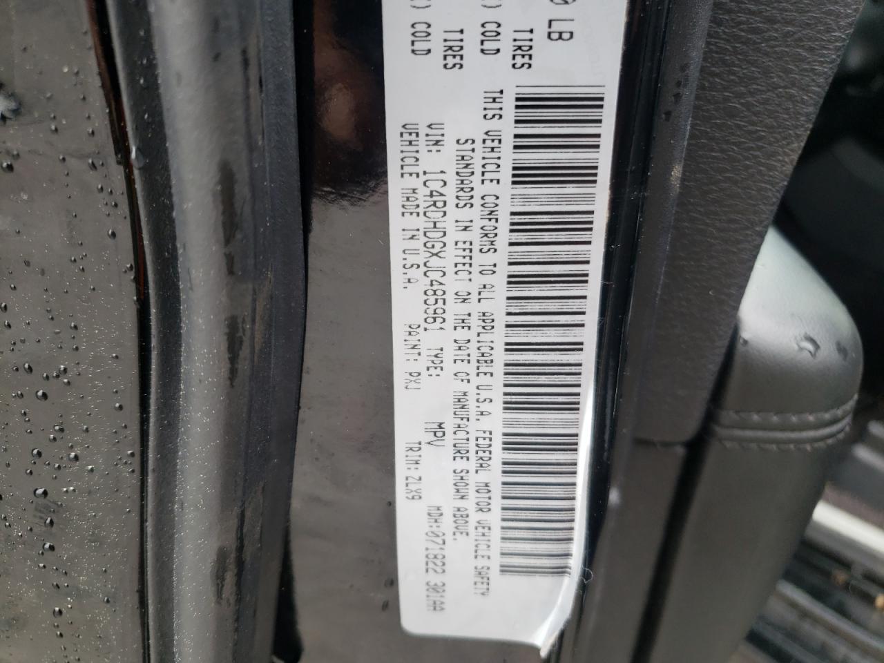 Photo 10 from auction – 2018 DODGE DURANGO GT with VIN 1C4RDHDGXJC485961