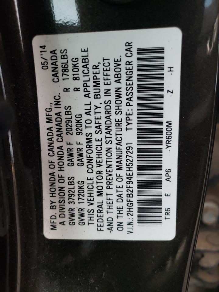 Photo 10 from auction – 2014 HONDA CIVIC EXL with VIN 2HGFB2F94EH527291