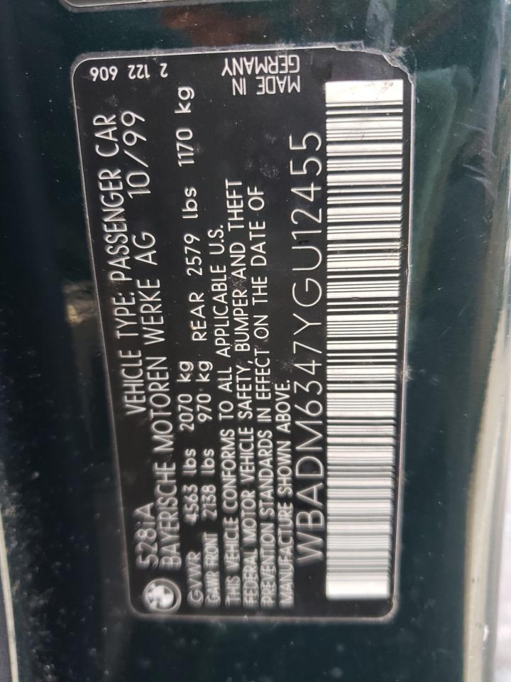 Photo 10 from auction – 2000 BMW 528 I AUTO with VIN WBADM6347YGU12455