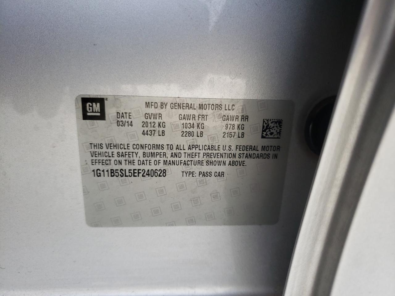 Photo 10 from auction – 2014 CHEVROLET MALIBU LS with VIN 1G11B5SL5EF240628