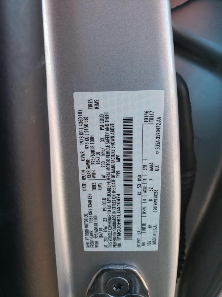 Photo 10 from auction – 2020 FORD ESCAPE SEL with VIN 1FMCU0H61LUA10474