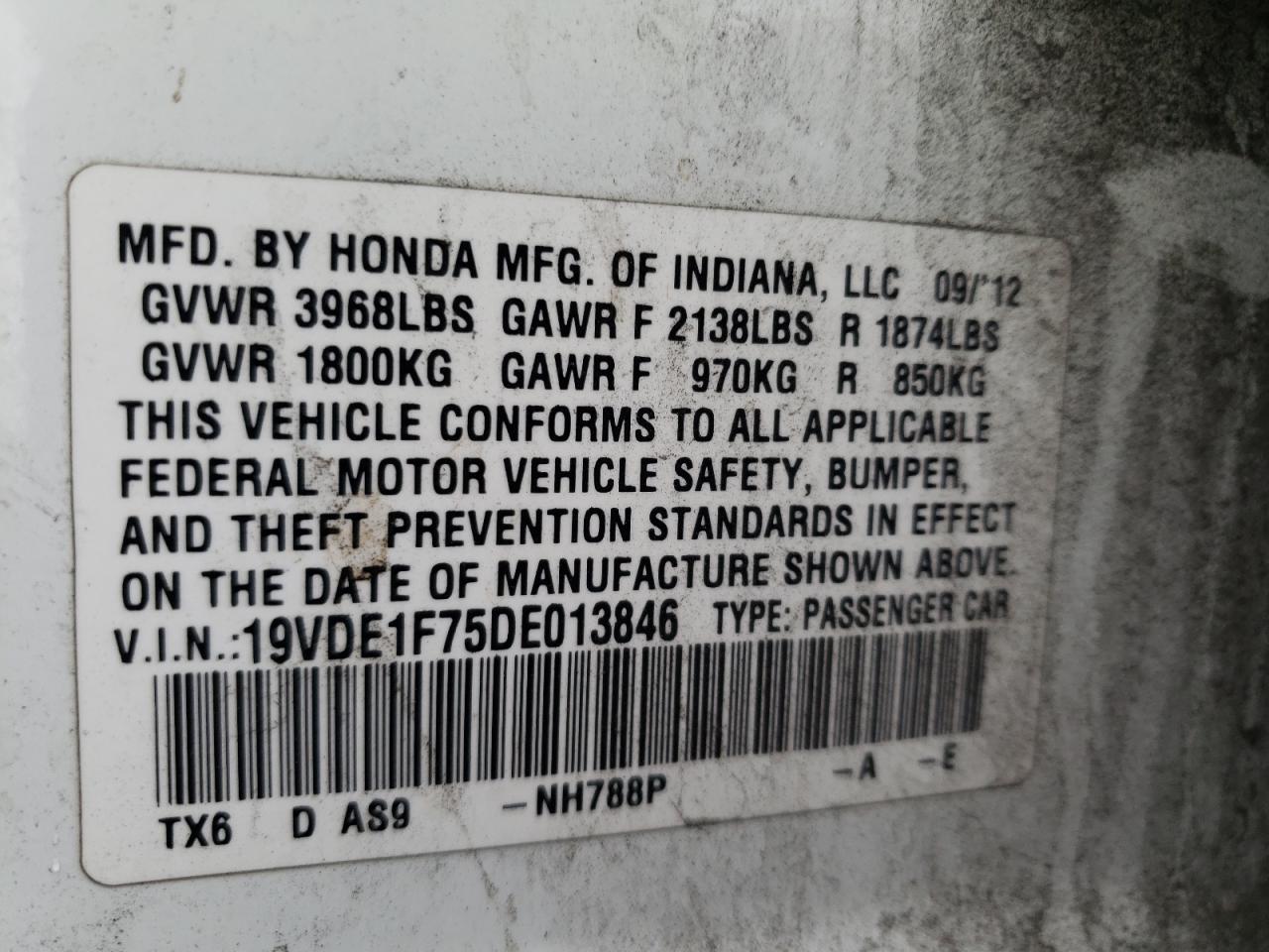 Photo 10 from auction – 2013 ACURA ILX 20 TEC with VIN 19VDE1F75DE013846