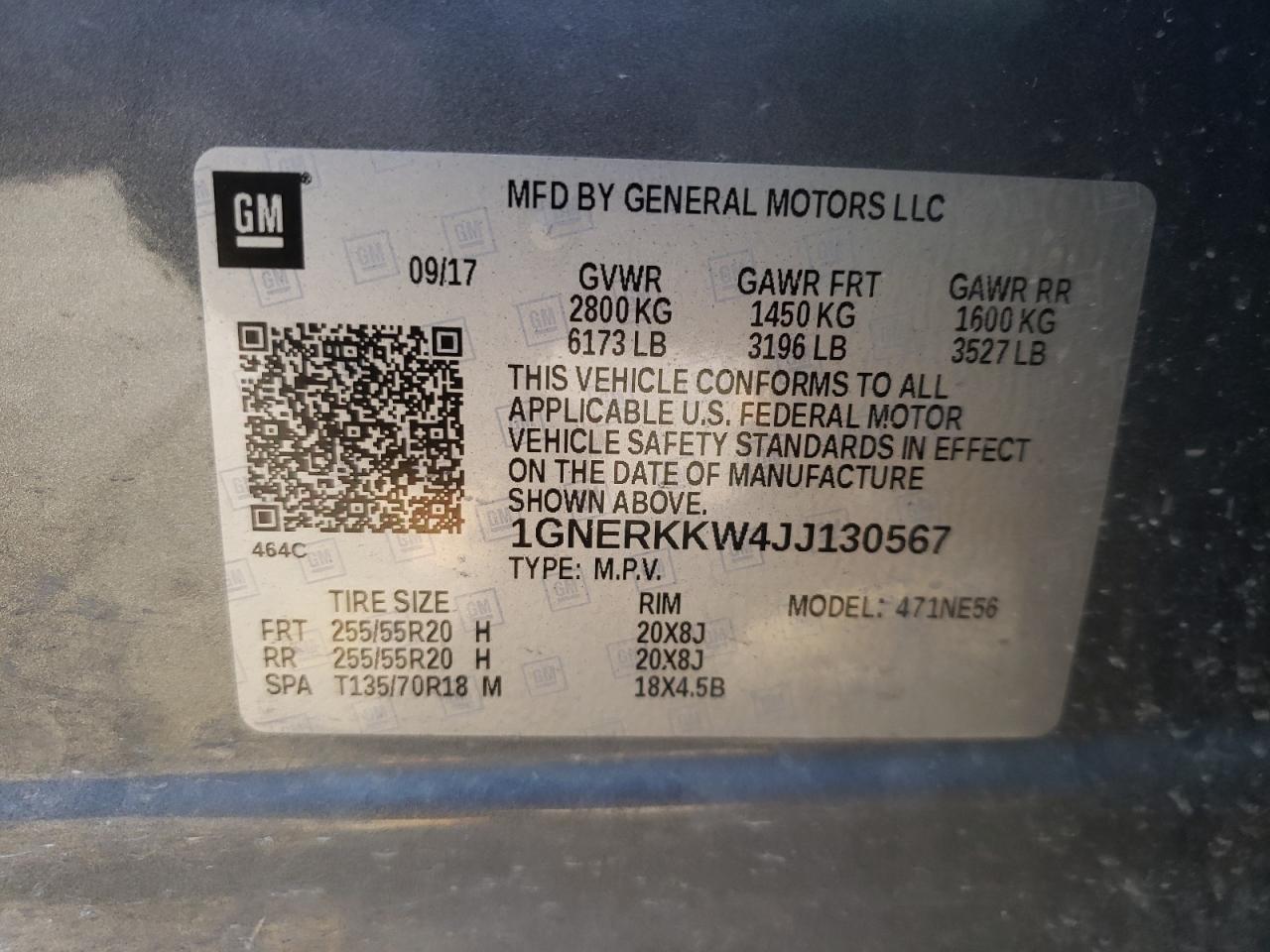 Photo 10 from auction – 2018 CHEVROLET TRAVERSE P with VIN 1GNERKKW4JJ130567