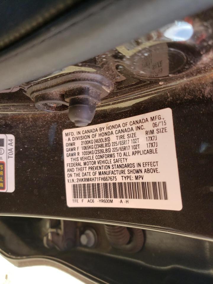 Photo 10 from auction – 2015 HONDA CR-V EXL with VIN 2HKRM4H71FH667675