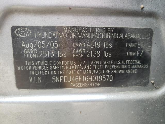 Photo 10 from auction – 2006 HYUNDAI SONATA GLS with VIN 5NPEU46F16H019570