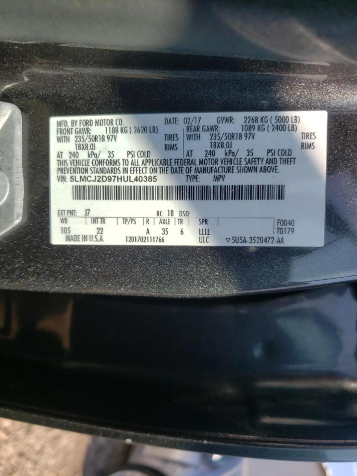 Photo 10 from auction – 2017 LINCOLN MKC SELECT with VIN 5LMCJ2D97HUL40385