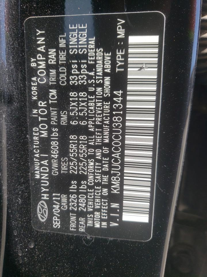 Photo 10 from auction – 2012 HYUNDAI TUCSON GLS with VIN KM8JUCAC0CU381344