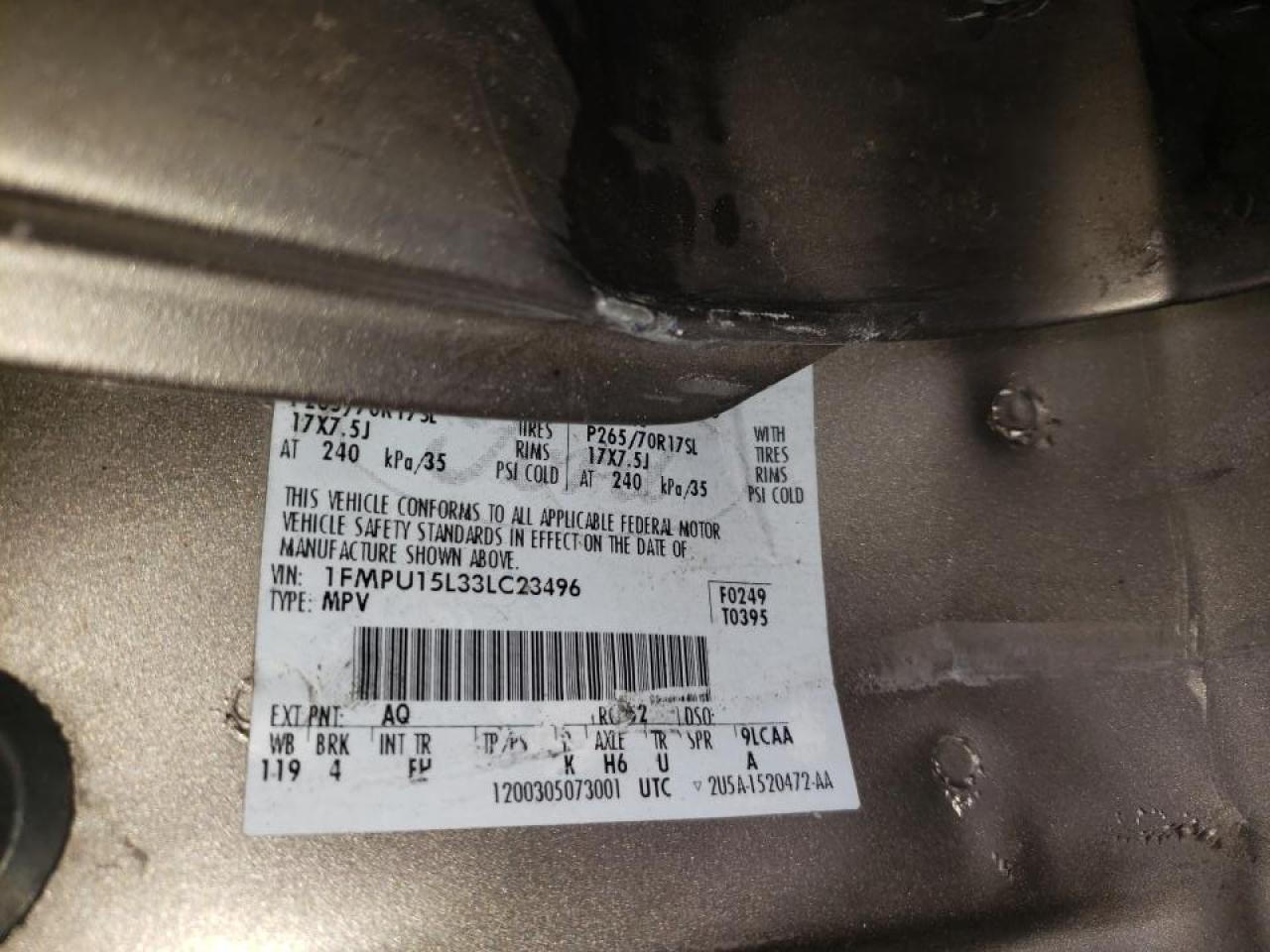 Photo 10 from auction – 2003 FORD EXPEDITION with VIN 1FMPU15L33LC23496