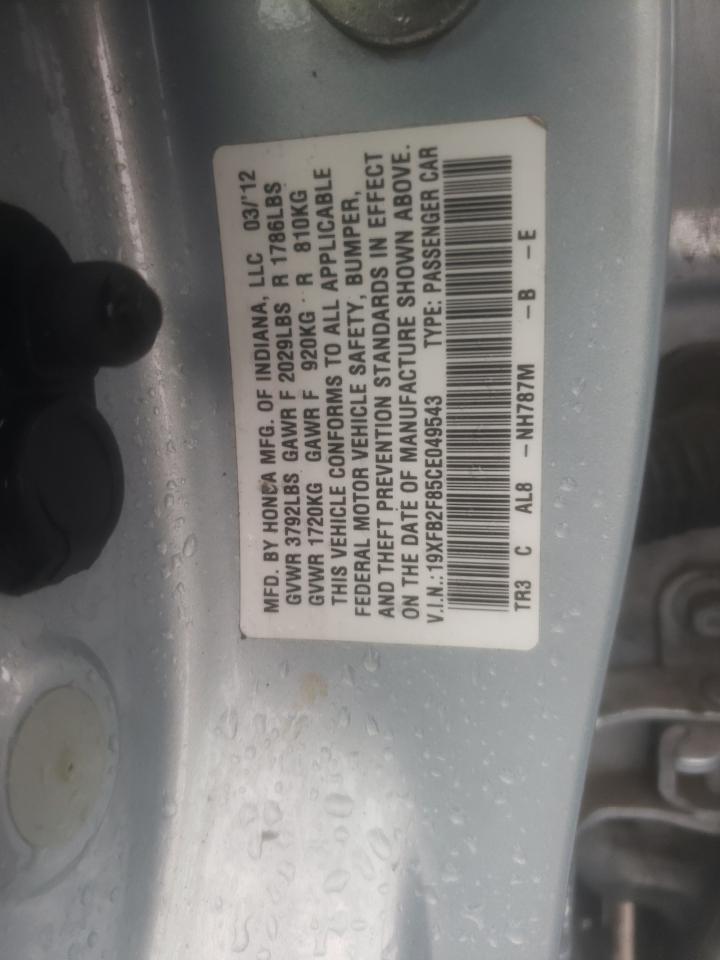 Photo 10 from auction – 2012 HONDA CIVIC EX with VIN 19XFB2F85CE049543