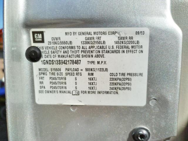 Photo 10 from auction – 2004 CHEVROLET TRAILBLAZE with VIN 1GNDS13S942178487