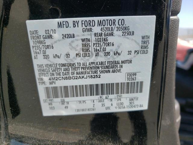 Photo 10 from auction – 2010 MERCURY MARINER with VIN 4M2CN8BG2AKJ18252