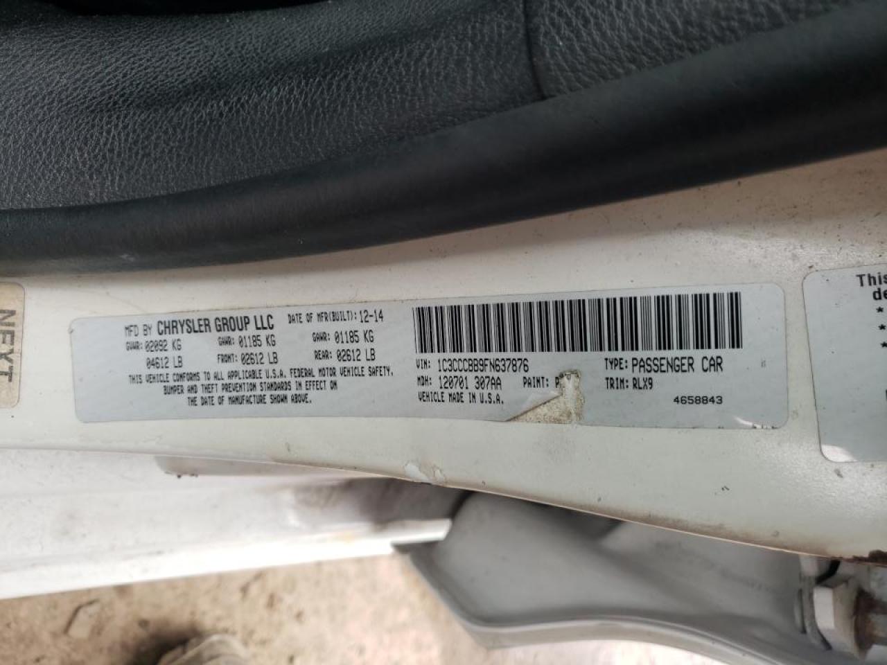 Photo 10 from auction – 2015 CHRYSLER 200 S with VIN 1C3CCCBB9FN637876