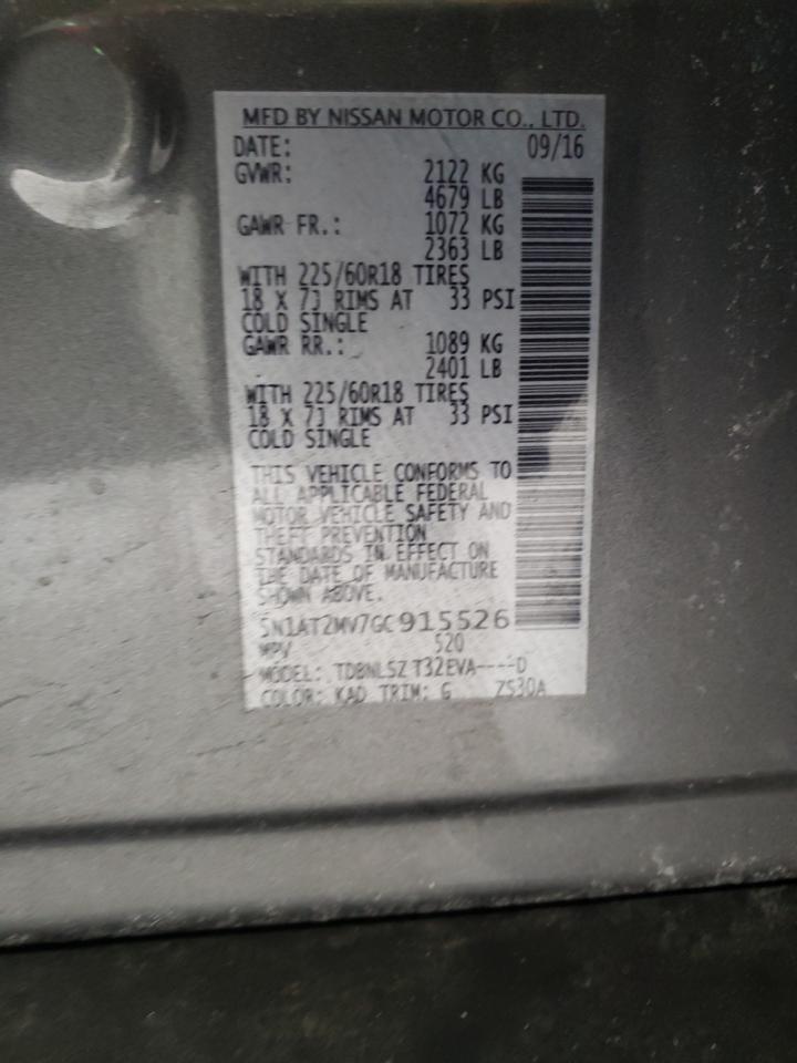 Photo 10 from auction – 2016 NISSAN ROGUE S with VIN 5N1AT2MV7GC915526