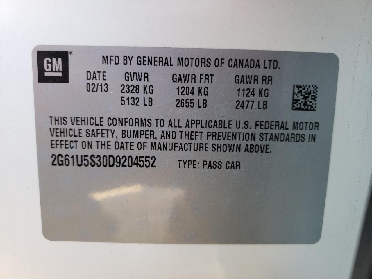 Photo 10 from auction – 2013 CADILLAC XTS PLATIN with VIN 2G61U5S30D9204552