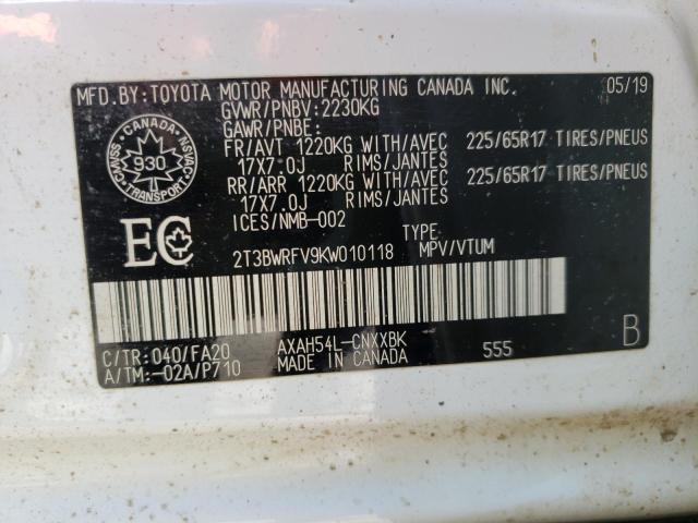 TOYOTA RAV4 LE 2019 with VIN 2T3BWRFV9KW010118 - Photo from auction