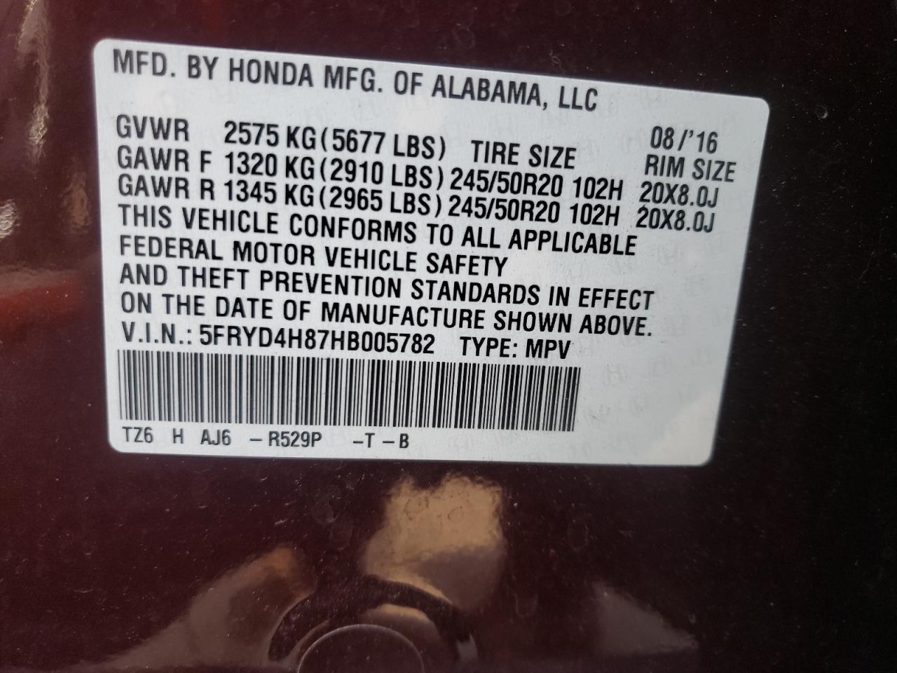 Photo 10 from auction – 2017 ACURA MDX ADVANC with VIN 5FRYD4H87HB005782