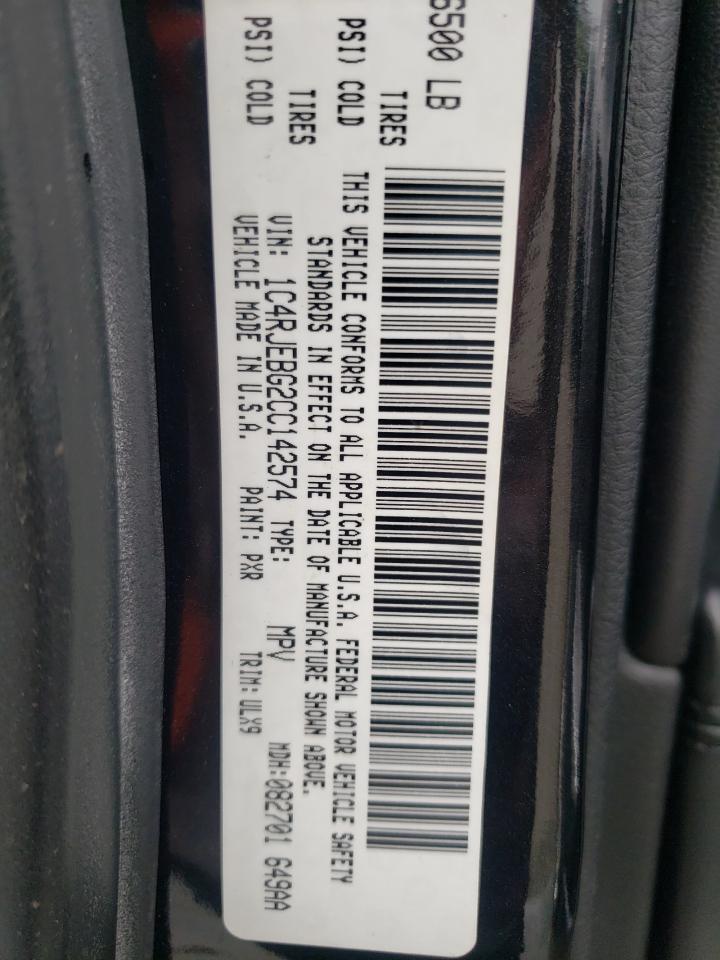 Photo 10 from auction – 2012 JEEP GRAND CHER with VIN 1C4RJEBG2CC142574