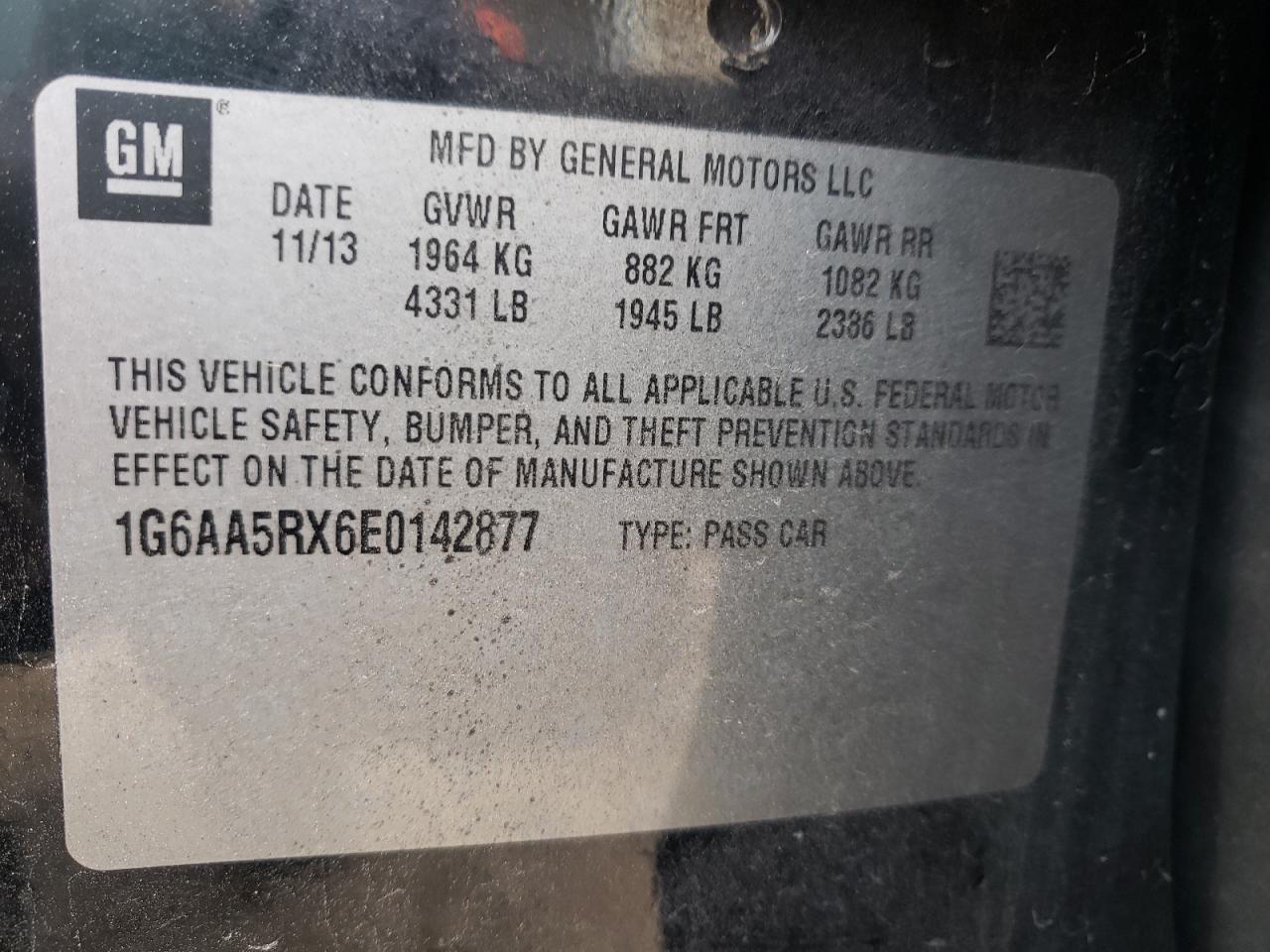 Photo 10 from auction – 2014 CADILLAC ATS with VIN 1G6AA5RX6E0142877