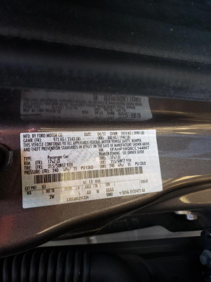Photo 10 from auction – 2012 FORD FOCUS SEL with VIN 1FAHP3M28CL144867