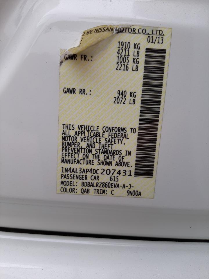 Photo 10 from auction – 2013 NISSAN ALTIMA 2.5 with VIN 1N4AL3AP4DC207431